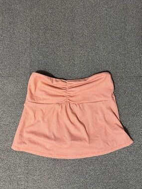 pink crop top flared strapless